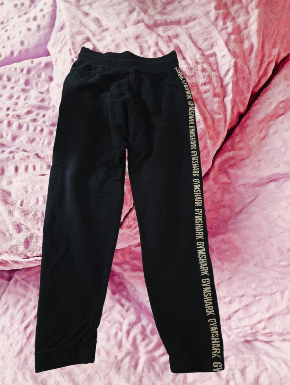 Gymshark Black Joggers with Gold Logo Side Taping - Picture 2 of 2